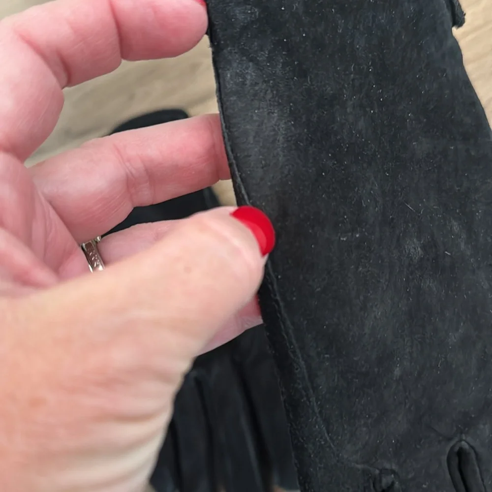 Eddie Bauer L suede cotton lined gloves